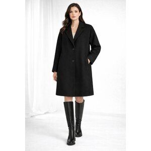 Rebecca Minkoff Black Lightweight Wool Blend Coat Fall Spring Unlined Minimalist